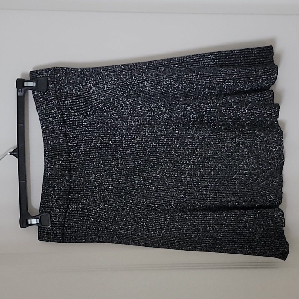 Xhilaration Size S Black with Silver Metallic A Line Swing Skirt, GUC